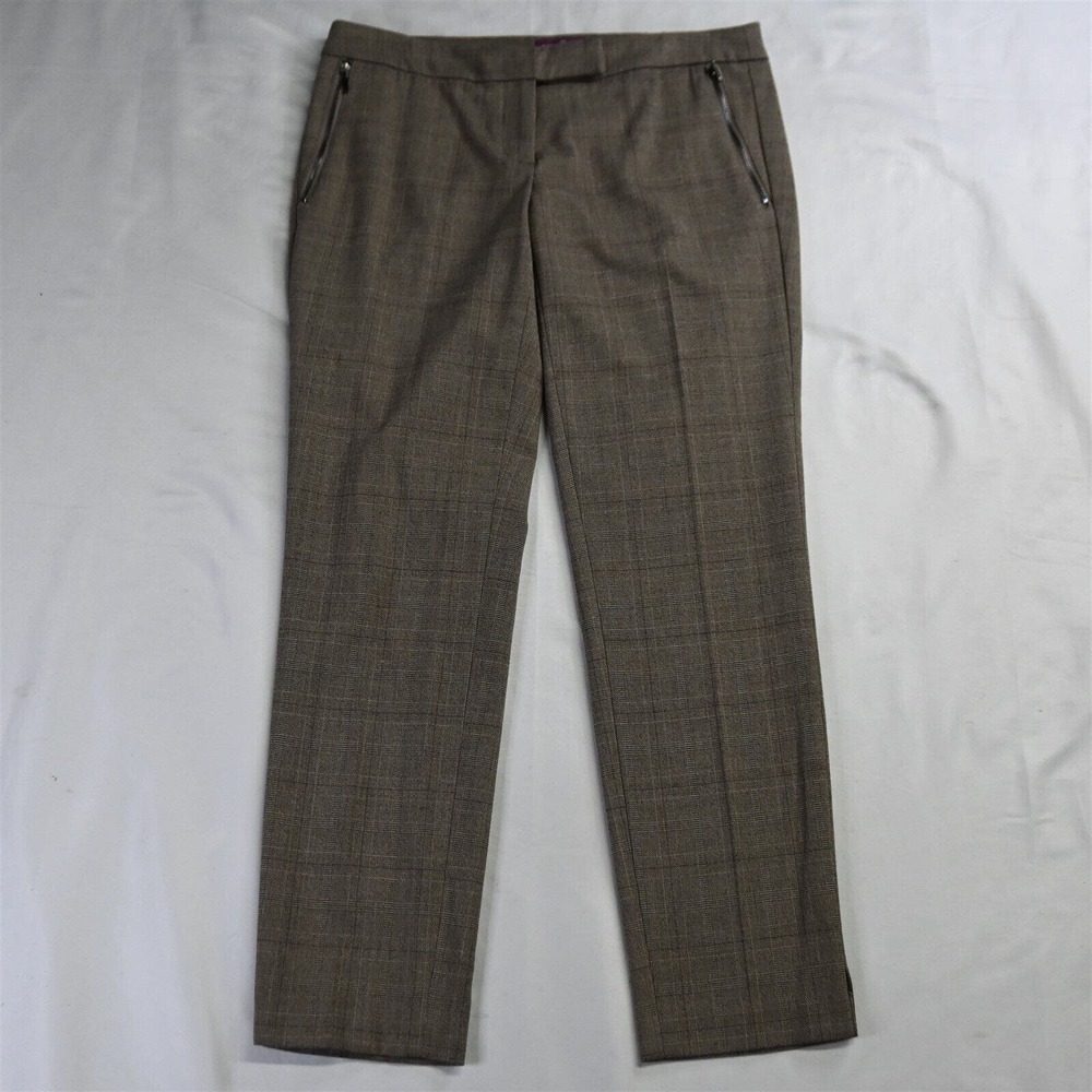 Savile Row Co. 6 Brown Glenn‎ Plaid Slim Ankle Stretch Womens Dress Pants